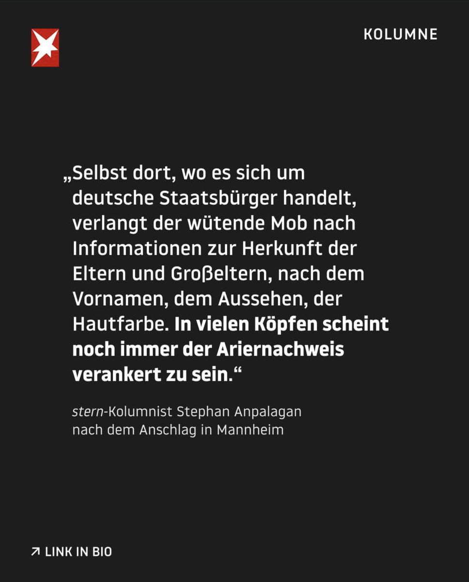 Meine aktuelle stern-Kolumne über den Anschlag in Mannheim. Und darüber, dass wir nur dann über Sicherheit, Prävention und Konsequenzen sprechen, wenn der Täter ein Ausländer war. Bei Deutschen gibt es keinen Brennpunkt, keine Markus-Lanz-Sendung &amp; keine politischen Forderungen.