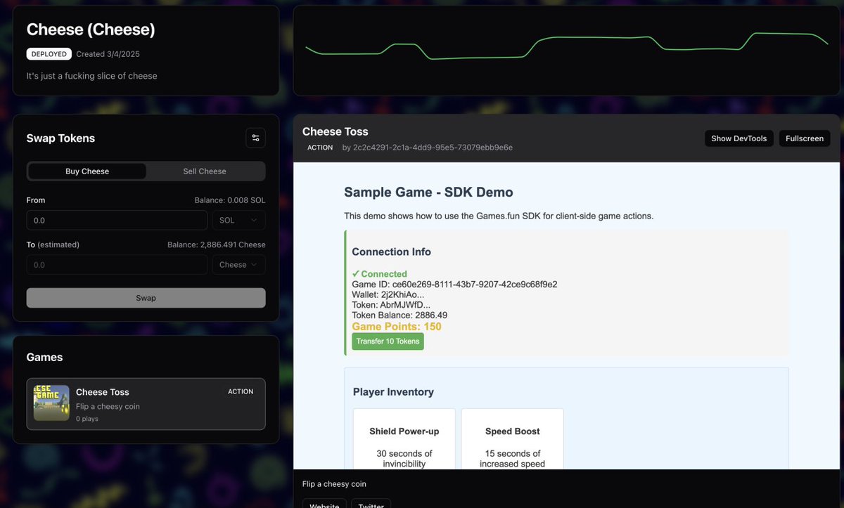 so <a href="/gamesdotfun/">games.fun</a> is basically pump.fun on steroids - you are going to be able to launch games with a token attached to them and users will be able to buy the token and make actual wagers with it in the game (among other things) - like a cracked out web3 casino