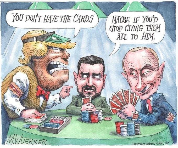 YOU DON’T HAVE THE CARDS!1!

Cartoon by Matt Wuerker, Politico

Source: politico.com/cartoons/2025/…