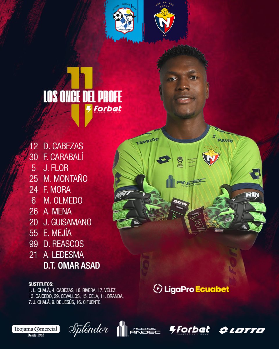 elnacionalec's tweet photo. Este es el 11 @ForbetOficial para nuestro partido por la fecha 4⃣
¡Vamos Criollos! 🔴💪🏾
#LigaProEcuabet https://t.co/xtllqmwBOX