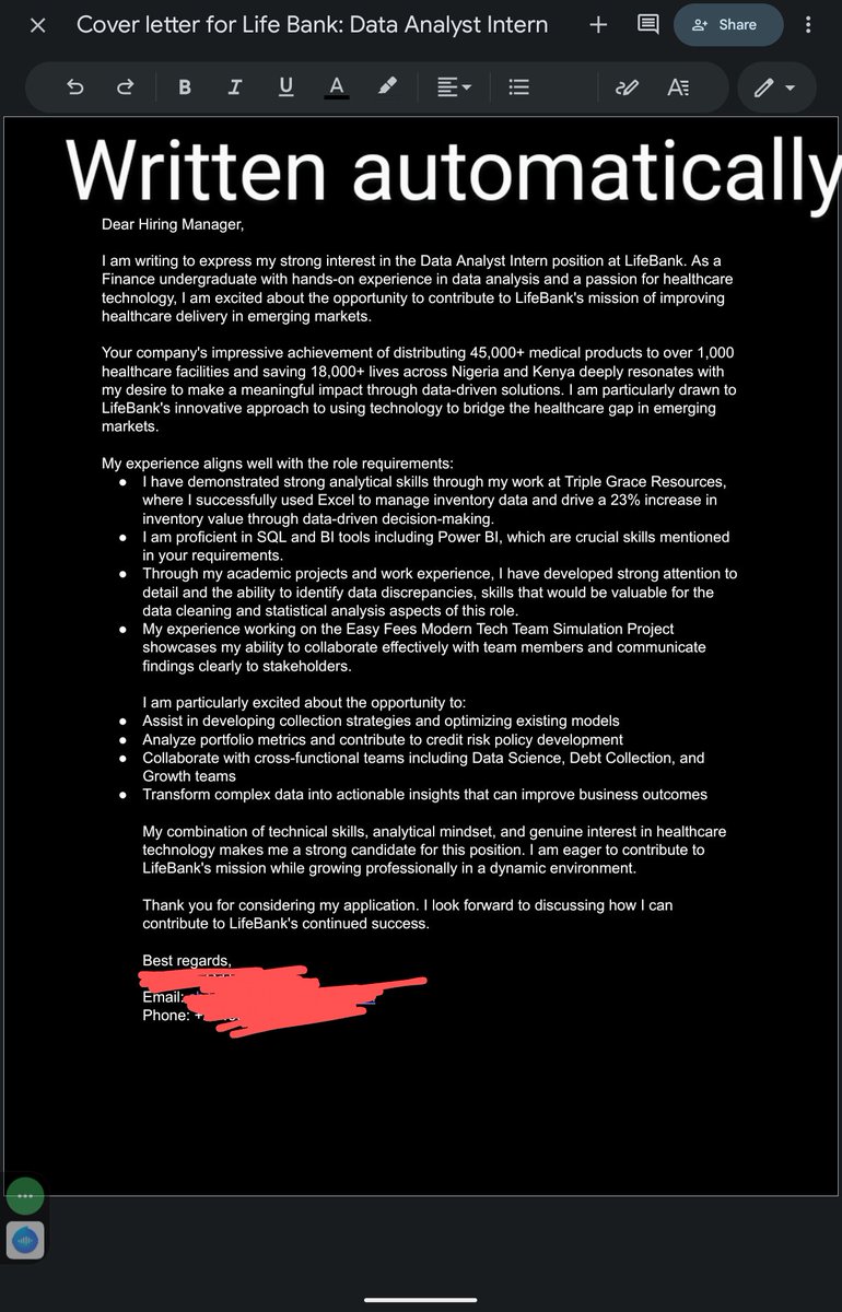 This is a game changer if you are looking for a job 🤯🤯

This tool automatically sends job applications, tailor your CV according to the job and writes a CV letter for you, also send a tailored email too 😀

Comment interest and I'll give you the resources to put you through. 😉