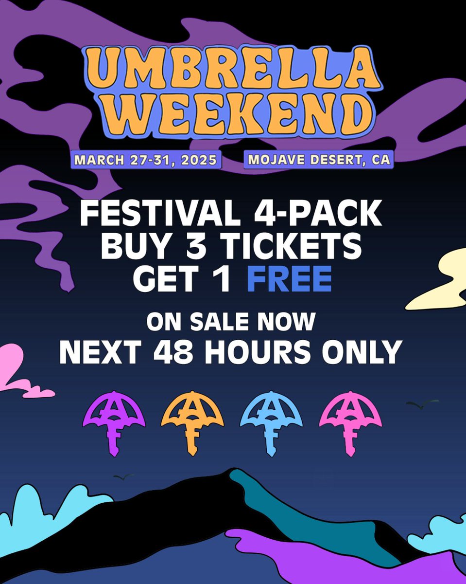 UmbrellaFriends's tweet photo. Missed out on our last flash sale? 🤧   

No sweat, our infamous ticket 4 pack is back for a limited time 👀 

Tap in the link below to take advantage 👇 https://t.co/Vu0zzCyNsY