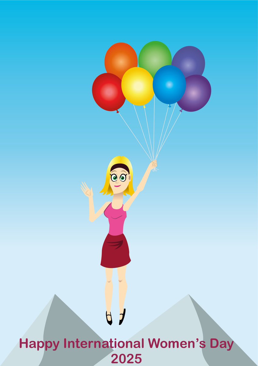 A nice little throwaway for #InternationalWomensDay 

#drawing #vectorart #adobeillustrator #balloongirl #floatinggirl #internationalwomensday2025 #cartoon #illustration #balloons #rainbow #GirlPower