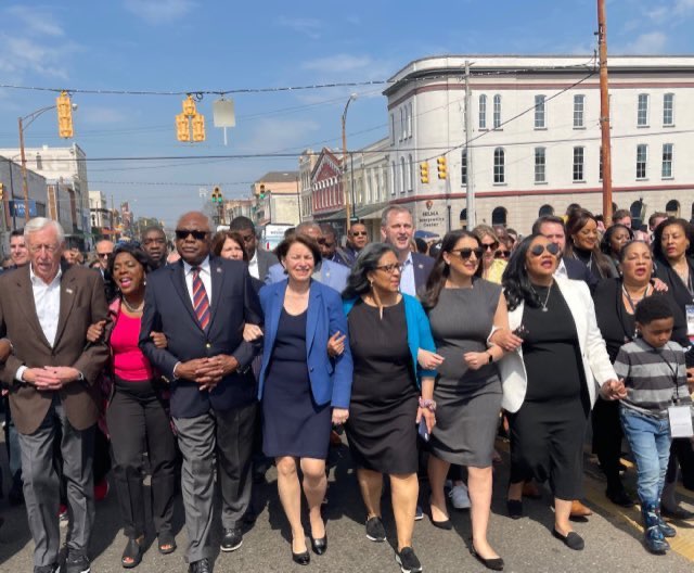 amyklobuchar's tweet image. Yesterday marked 60 years since Bloody Sunday, when John Lewis and other brave civil rights activists were beaten as they marched for voting rights across the Edmund Pettus Bridge. Their courage changed history, and we must continue the fight for equal rights for all.