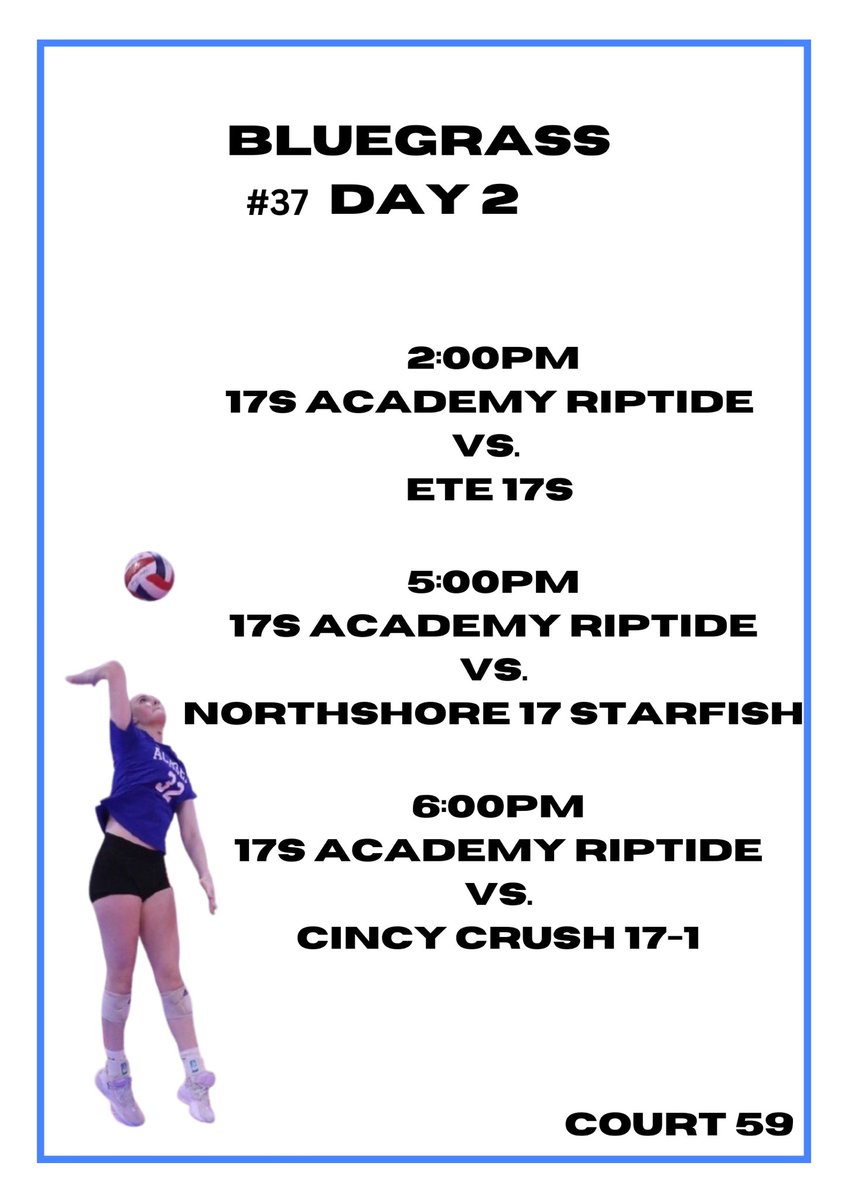 Day 2!! Let’s get to work!! <a href="/TAVCRecruiting/">The Academy Volleyball Club Recruiting</a> <a href="/TheAcademyVB/">The Academy Volleyball Club</a> <a href="/PrepDigIN/">Prep Dig Indiana</a> <a href="/PrepDig/">Prep Dig 🏐</a> <a href="/UtahVolleyball/">Utah Volleyball</a> <a href="/umichvball/">Michigan Volleyball</a> <a href="/ubvolleyball/">UB Volleyball</a> <a href="/CalVolleyball/">Cal Volleyball</a> <a href="/BelmontVB/">Belmont Volleyball</a> <a href="/IowaVolleyball/">Iowa Volleyball</a> <a href="/winthropvolley/">Winthrop Volleyball</a> <a href="/RadfordVB/">Radford Volleyball</a> <a href="/IndStVB/">Indiana State Volleyball</a>