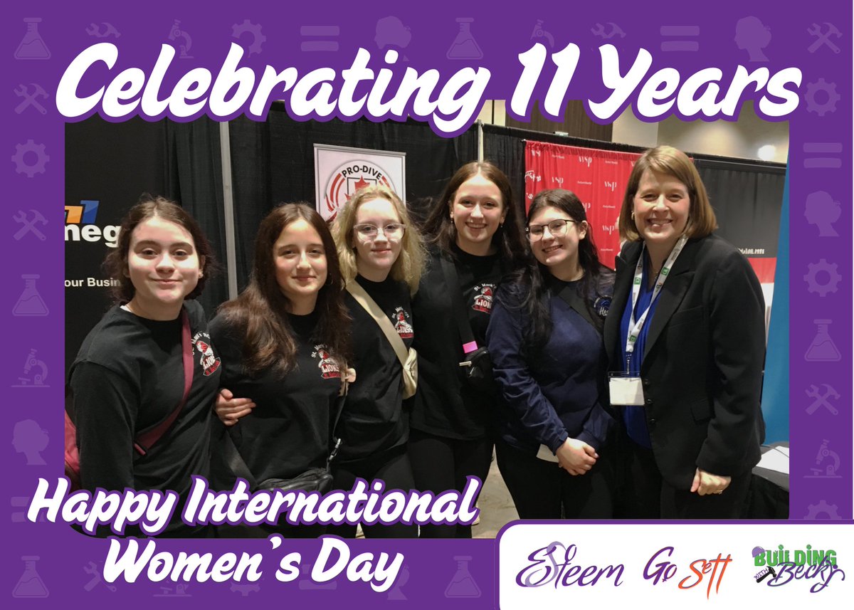 EsteemWomen's tweet photo. Happy International Women's Day! 
Our programs would not be as successful without the support of our #STEM  #RoleModels like @exxonmobilcan  President, Kerry Moreland Taking time to meet &amp; chat with our #GoSETT members. @WeAreEnergyNL 
Strength in every story! Accelerate Action! https://t.co/uTQnyqRcEB