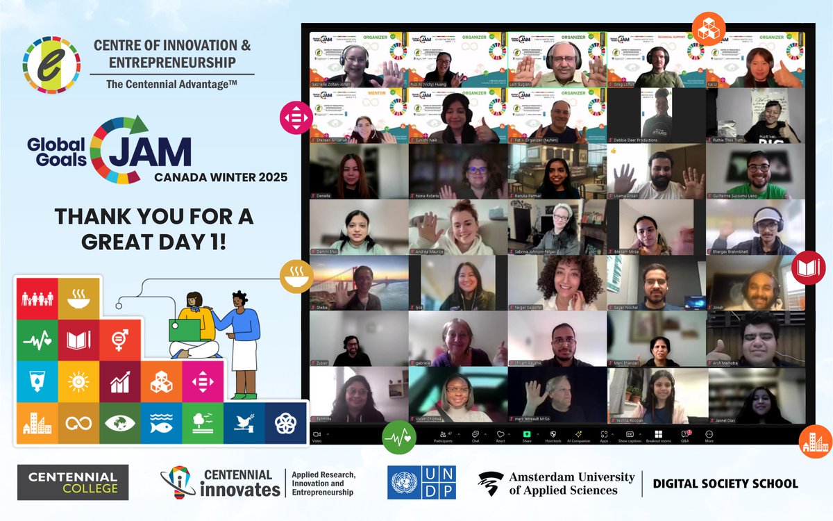 COIECentennial's tweet image. 🙌 #Day1 of the #GlobalGoalsJamCanada Winter 2025 was incredible! 🌎 15 eager, passionate teams are tackling #globalchallenges of #foodinsecurity and the #housingcrisis with creativity &amp;amp; passion. 🍎🏠💡 Stay tuned for more updates as the jam continues throughout the weekend! 👀✨
