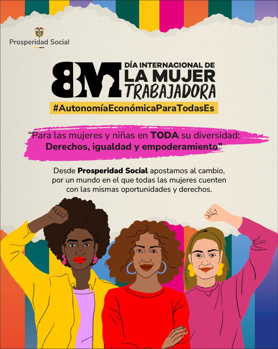 ProsperidadCol's tweet photo. Hoy en el Día Internacional de la Mujer el Gobierno Nacional invita a reflexionar sobre la igualdad de género y la participación de las mujeres en todos los ámbitos de la sociedad. 

#AutonomíaEconómicaParaTodasEs 💰✨ inclusión social, productiva y económica. https://t.co/qvQW3JK3aO