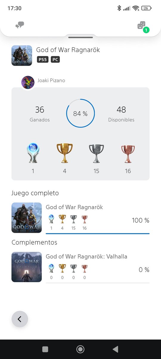 Platinazo conseguido ✌️✌️👍

Probablemente siga jugando Valhalla pero quería compartirlo ya.

#ps5 #platino