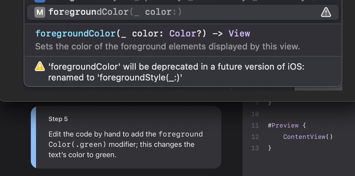 KamilPyc's tweet image. Following Apple SwiftUI tutorial and deprecated API spotted on step 5 😭