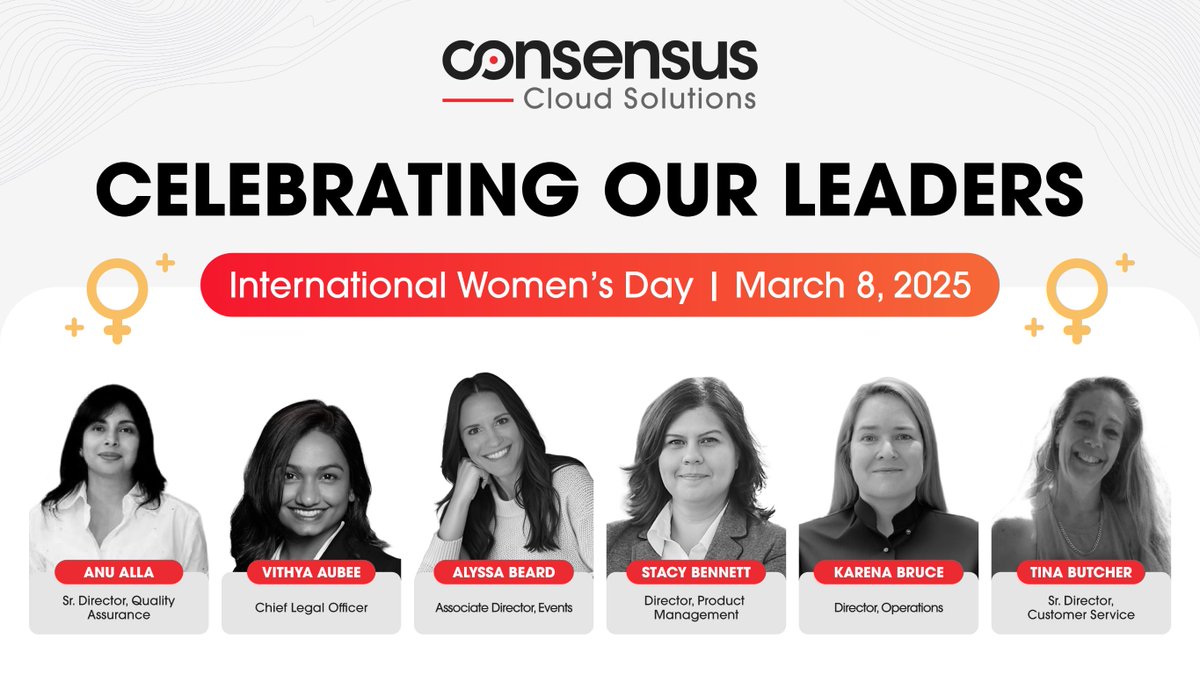 ConsensusCS's tweet image. Happy International Women’s Day: A day to celebrate the exceptional achievements of women around the world!
We’re incredibly grateful for the women who contribute their talent and expertise here at Consensus. Please join us in recognizing our #WomenLeaders:
