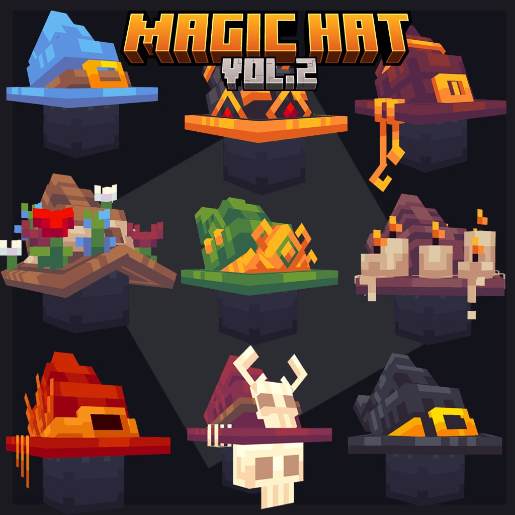 Magic hat pack ! 

mcmodels.net/products/13662…

#blockbench #minecraft #mcmodel #pixelart #lowpoly