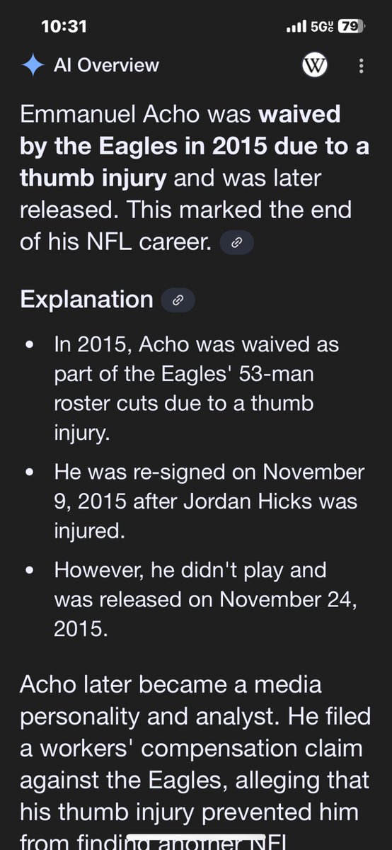 KeithTakeHeed07's tweet photo. @EmmanuelAcho eagles released u cuz of a thumb injury 😂 career ended https://t.co/hXdHQfmCHR