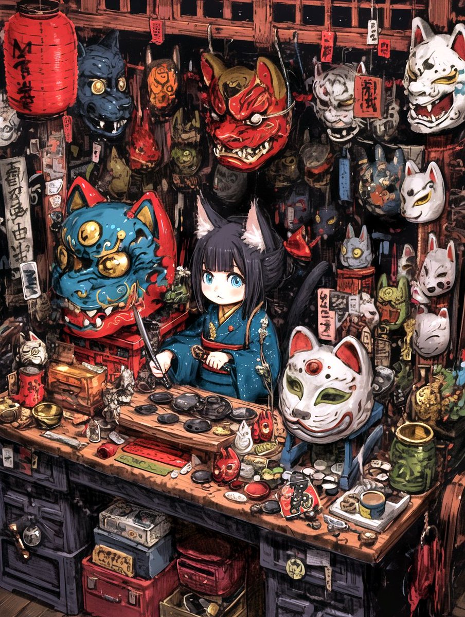 〜 お面屋さん 〜
Mask Shop
#nijijourney