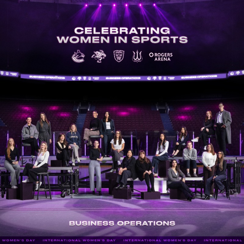 Canucks's tweet photo. Meet some of the extraordinary women who make up our workforce at Canucks Sports and Entertainment!

We believe that showcasing our incredible staff and their contributions allows the next generation to know they belong in the sports industry and beyond.

#InternationalWomensDay