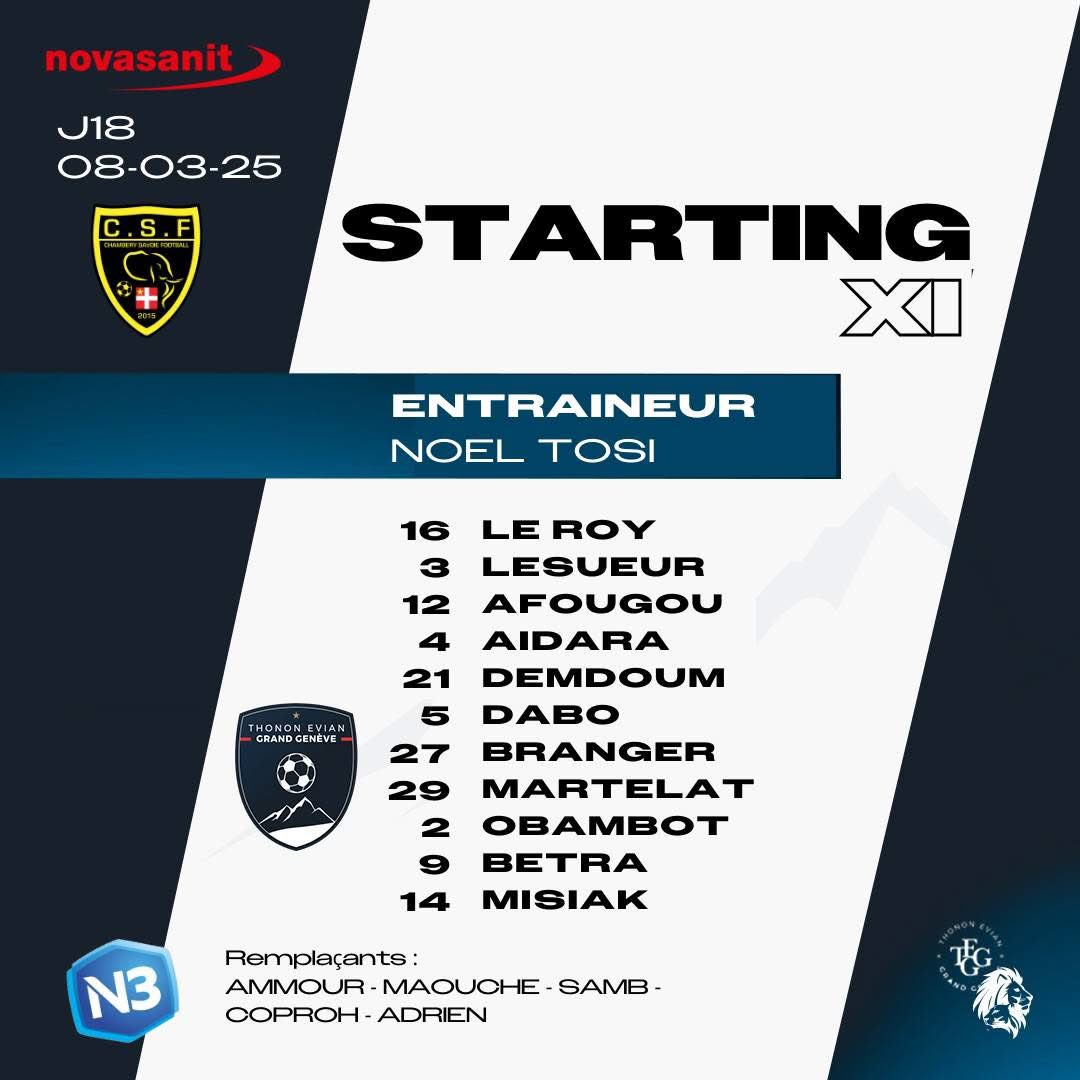 GrandGeneveFC's tweet photo. ๐ตโช๐'๐ฎ๐๐๐ฒ๐ป๐๐ฒ ๐ฒ๐๐ ๐๐ฒ๐ฟ๐บ๐ถ๐ป๐ฒฬ๐ฒ... ๐ตโช
๐ข Voici ๐น๐ฒ 1๏ธโฃ1๏ธโฃ ๐ง๐๐ง๐จ๐๐๐๐ฅ๐ prรฉsentรฉ par Novasanit SA โ๏ธ๐ฅ
Ils sont prรชts, ils sont chauds, ๐๐ข #teamtegg ๐ช
๐ก๐ฎ๐๐ถ๐ผ๐ป๐ฎ๐น ๐ฏ | ๐1๏ธโฃ8๏ธโฃ| #CSFTEGG https://t.co/L616kkwKJl