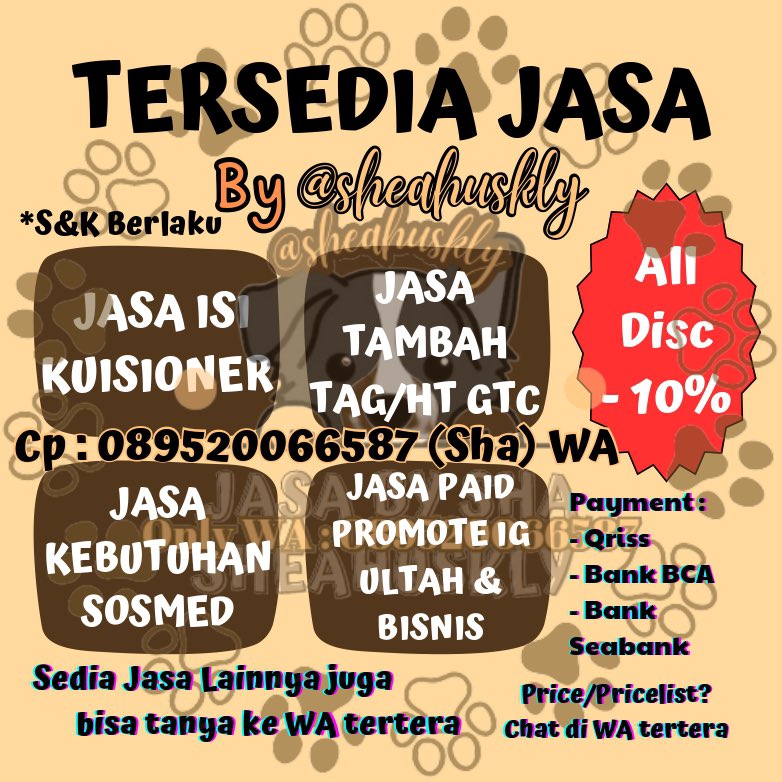 Sha <a href="/sheahuskly/">sha | open jasa buzzer, WA FSR • NO DM PLS🙏</a> ready jasa buzzer buat kamu! 🥰🫵 
Layanan: Isi Kuesioner, Tambah Tag Getcontact, Vote/Voting, Follow, Like, Komentar, KOL/Endorsement, dan masih banyak lagi! 
✅ Bisa Request
🪄 Diskon 10%! 
💌 WA: 089520066587 

#zonauang #jasabuzzer