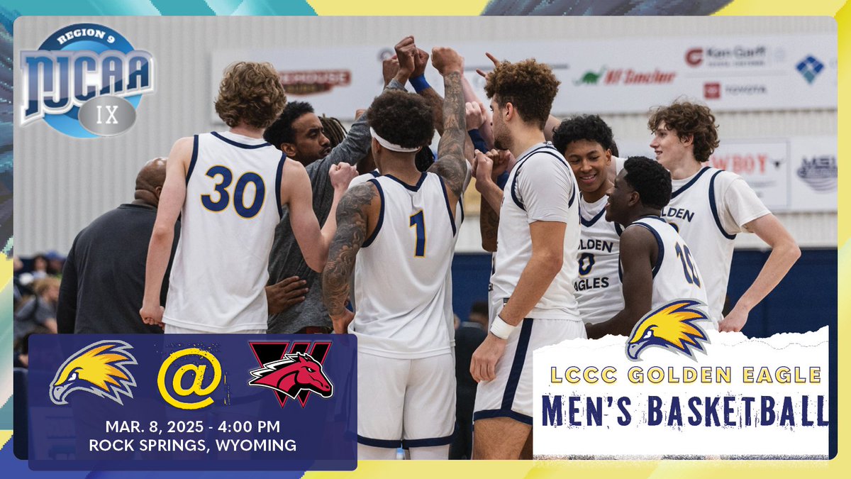 LCCCsports's tweet photo. It's a #GoldenGameday for @LCCCBasketball as the postseason is upon us!

The Golden Eagles look to take the rubber match with Western Wyoming today at 4 in Rock Springs. Stream the action here: https://t.co/732ZVVJNDB

It's win or go home for the Golden Eagles!

#BeGolden https://t.co/YSK42BMNwx