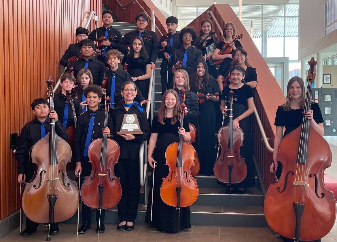 DirectoraMMR's tweet photo. Congratulations to our @LivelyFalcons Orchestra and Director Ms. Calvelo! They reached their UIL goals and came home with some hardware! We are so proud of you 👏🏽 @Secondary_AISD @AISDArts https://t.co/GjOR3Im3Zu