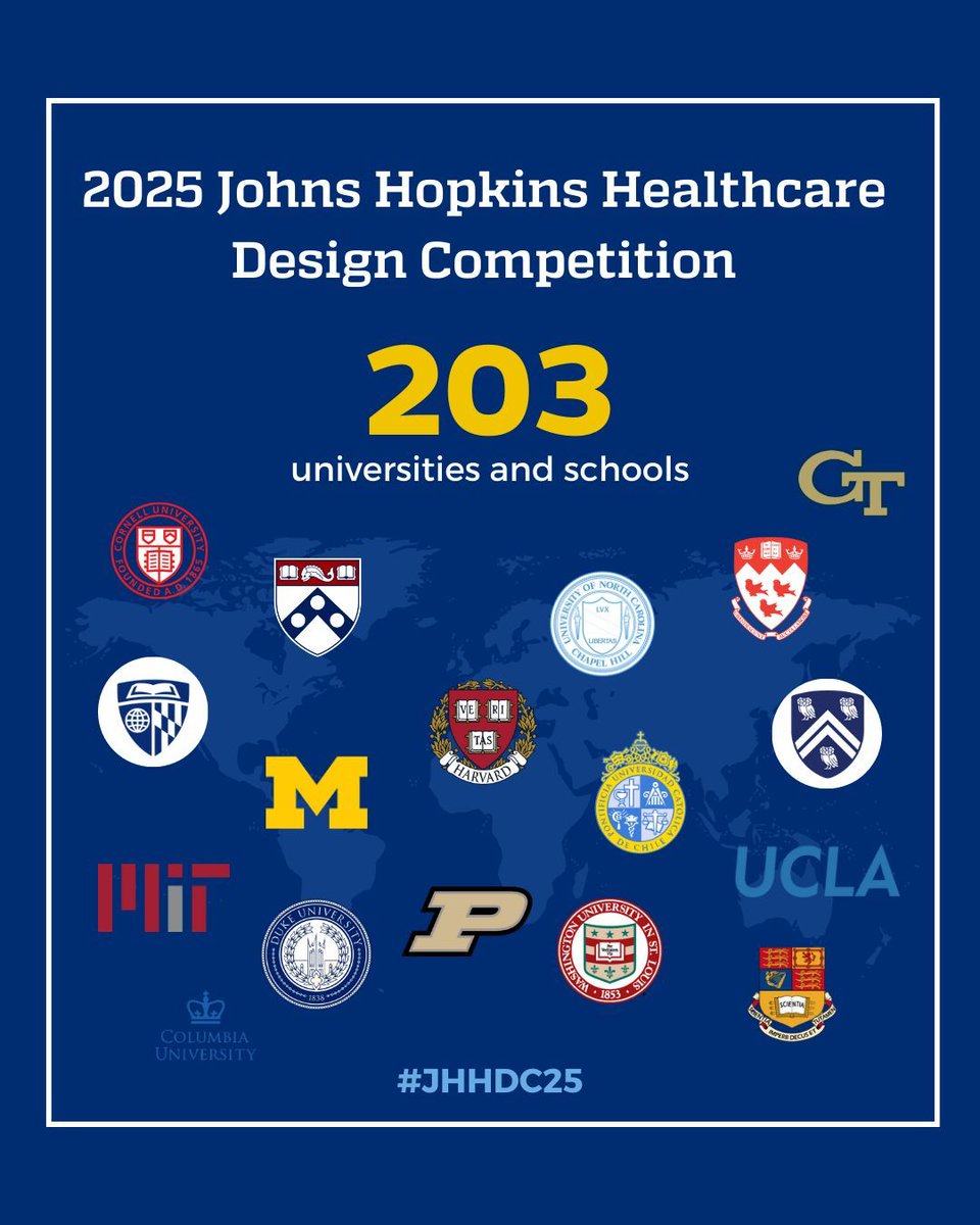 Johns Hopkins CBID (@jhu_cbid) on Twitter photo As we get ready to announce our finalists, let's take a deeper look into the 2025 Johns Hopkins Healthcare Design Competition! This year, we received applications from 203 different universities and schools! <a href="/JHUBME/">Johns Hopkins BME</a> #jhu #cbid #jhucbid #jhhdc #designcompetition #medtech As we get ready to announce our finalists, let's take a deeper look into the 2025 Johns Hopkins Healthcare Design Competition! This year, we received applications from 203 different universities and schools! <a href="/JHUBME/">Johns Hopkins BME</a> #jhu #cbid #jhucbid #jhhdc #designcompetition #medtech