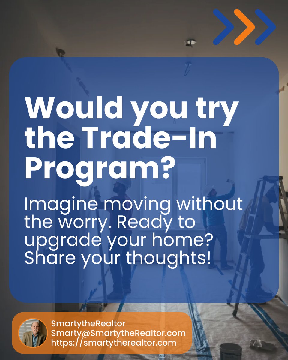 SmartyRealtor's tweet photo. 🏡 Stressed about selling your home AND buying a new one? Meet the Trade-In Program: It’s your hassle-free ticket to move seamlessly. No double mortgages, no endless stress. Just smooth transitions and peace of mind. Ready to upgrade? I’m here! #RealEstateSimplified https://t.co/zzncpDv97x
