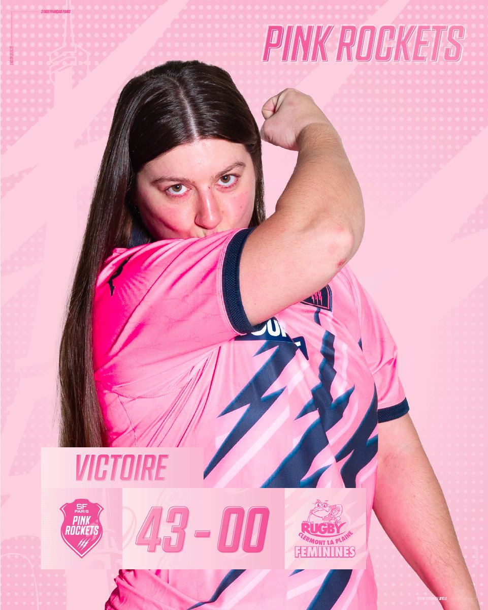 PinkRocketsSF's tweet photo. 😍 𝗩𝗶𝗰𝘁𝗼𝗶𝗿𝗲 43 à 0 de nos Pinks à Jean Bouin face à Clermont 🌸

#PinkRockets #SFParis https://t.co/bpNKo4kVZL