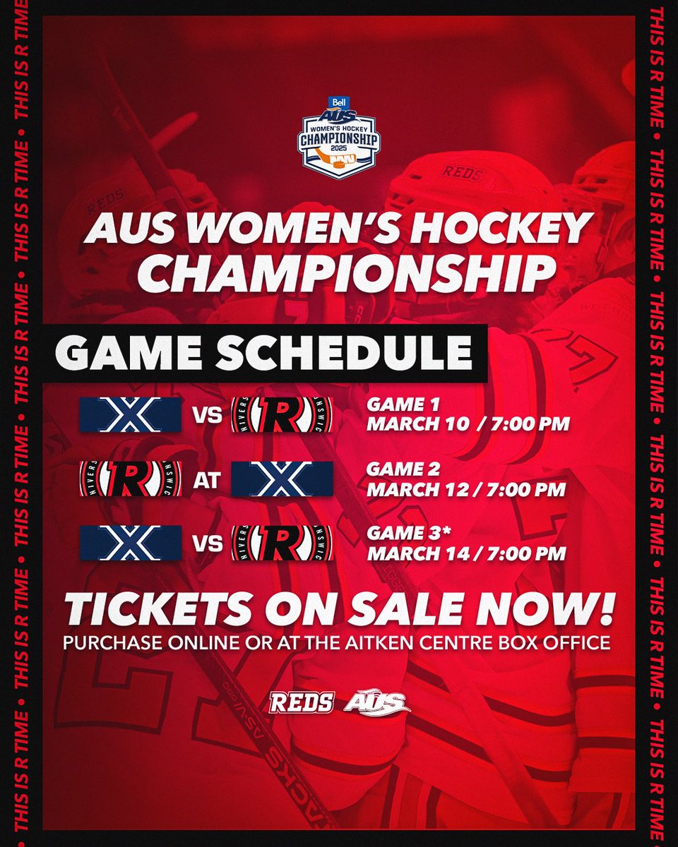 We are locked in for the AUS Women’s Hockey Championship! 🏒

The battle begins Monday, see you there REDS Nation!

#goredsgo