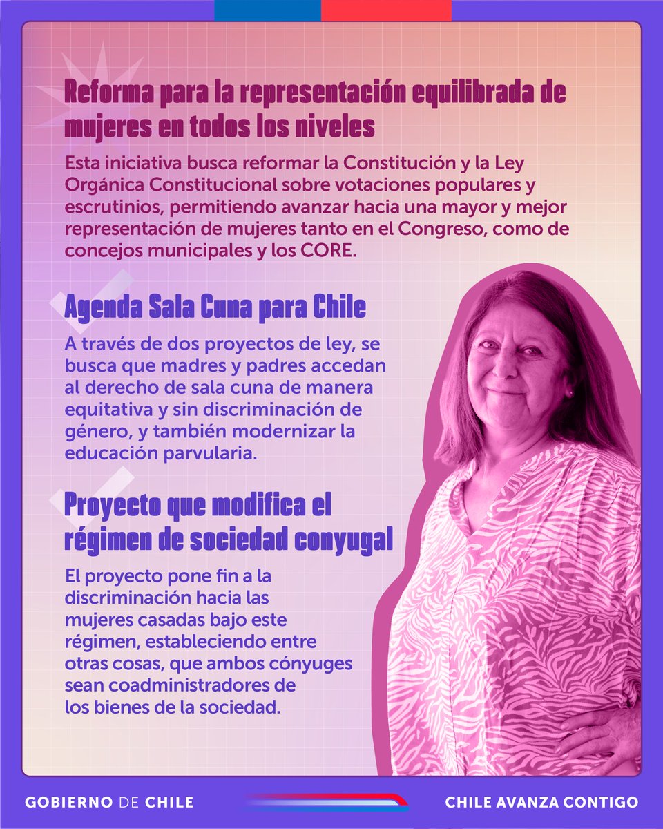 Mineduc's tweet photo. Este #8M reconocemos los logros alcanzados por generaciones anteriores de mujeres y concretamos avances para dejar atrás brechas y discriminaciones.

#ChileParaTodas 🇨🇱 https://t.co/ql65E6sjLP