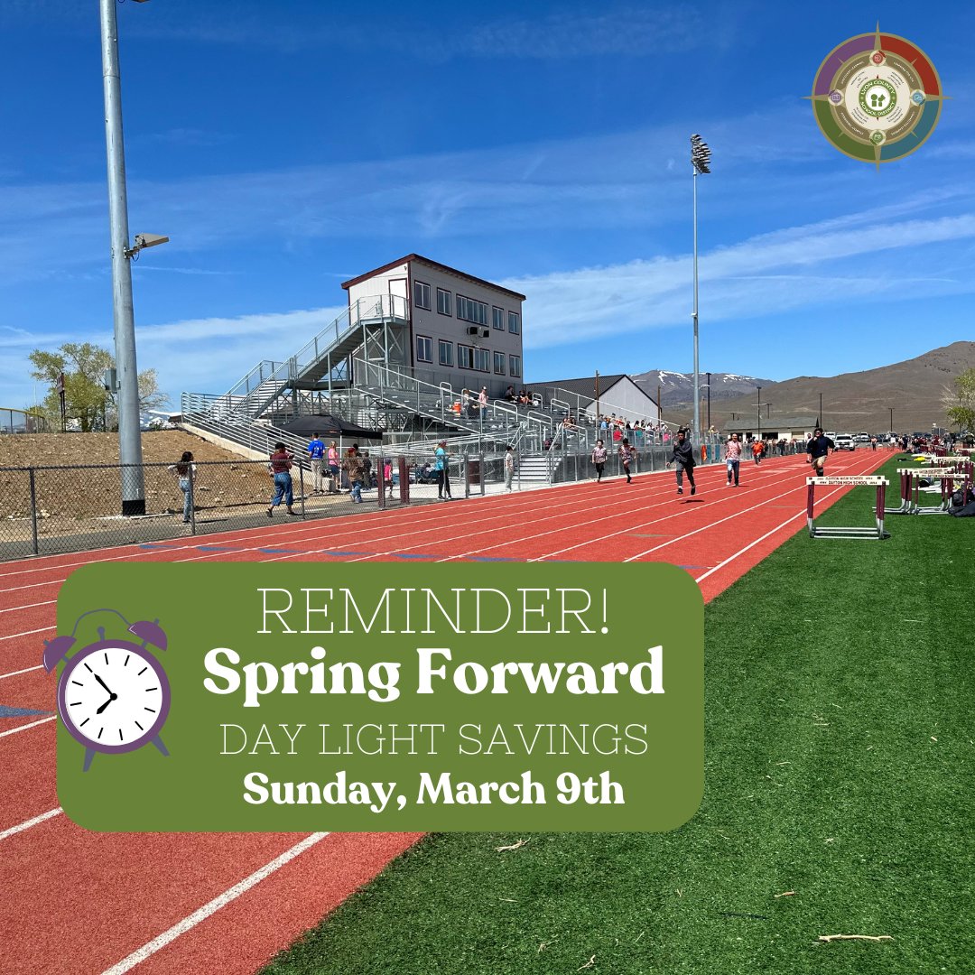 Daylight Savings Time begins this Sunday! 

A friendly reminder to set your clocks forward one hour before bed on Saturday so that you and your student are ready for the week ahead! 📚⏰

#LyonCSD #Smalltownsbighearts #Springforward