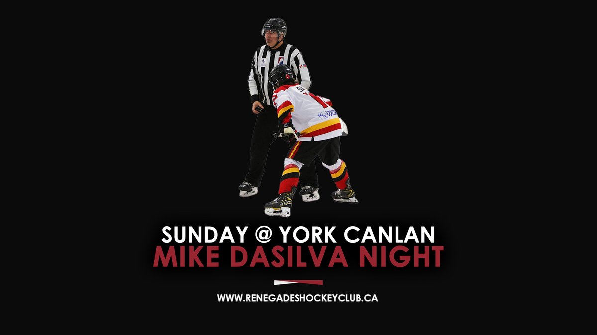 YOUR Renegades and the local hockey community will come together to celebrate <a href="/TheGMHL/">GMHL</a>  referee Mike DaSilva, who is currently battling cancer. YOUR Renegades will honour Mike’s dedication to the game with a special pre-game ceremony. You can help Mike:
gofundme.com/f/support-mike…
