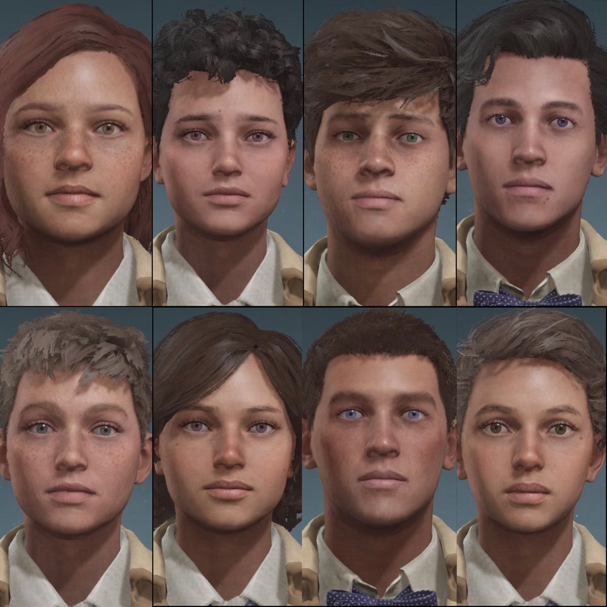 I made the Next Generation of #HogwartsLegacy in order: Evangeline Grace Miller. Ruby Summer Rebecca Allen. Bartholomew ‘Barry’ Bernard Allen. Louis Frederick Cassidy. Avery Rosemary Cassidy. Jamie Clara Todd-Pierce. Thomas James Tudor. Daisy Mae Tudor. Enjoy 🦁🦅🦡🐍!!