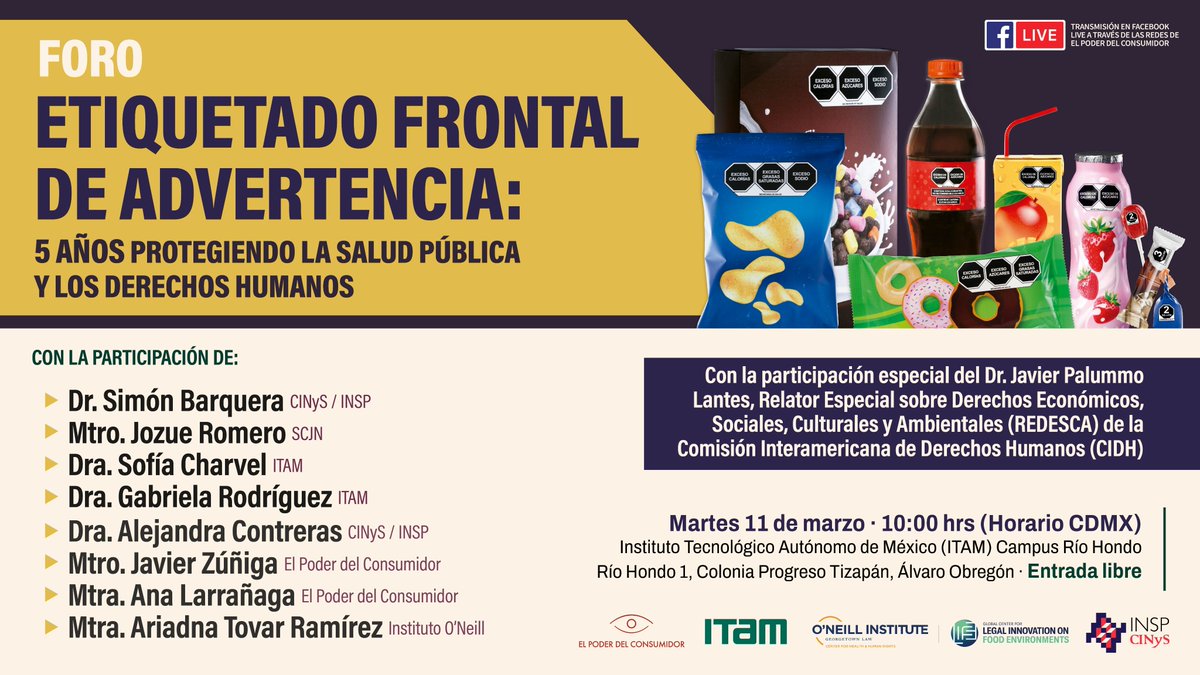 elpoderdelc's tweet photo. 🛑🩺El etiquetado frontal de advertencia ha sido clave para la salud en México. 
¿Qué desafíos enfrenta?🤔 Conócelo en este foro con especialistas para discutir avances y retos. 
📅 11 de marzo ⏰ 10 hrs 
@ITAM_mx 
Registro para asistir ⬇️
https://t.co/iPZSsBK54F https://t.co/M93CmnoipC