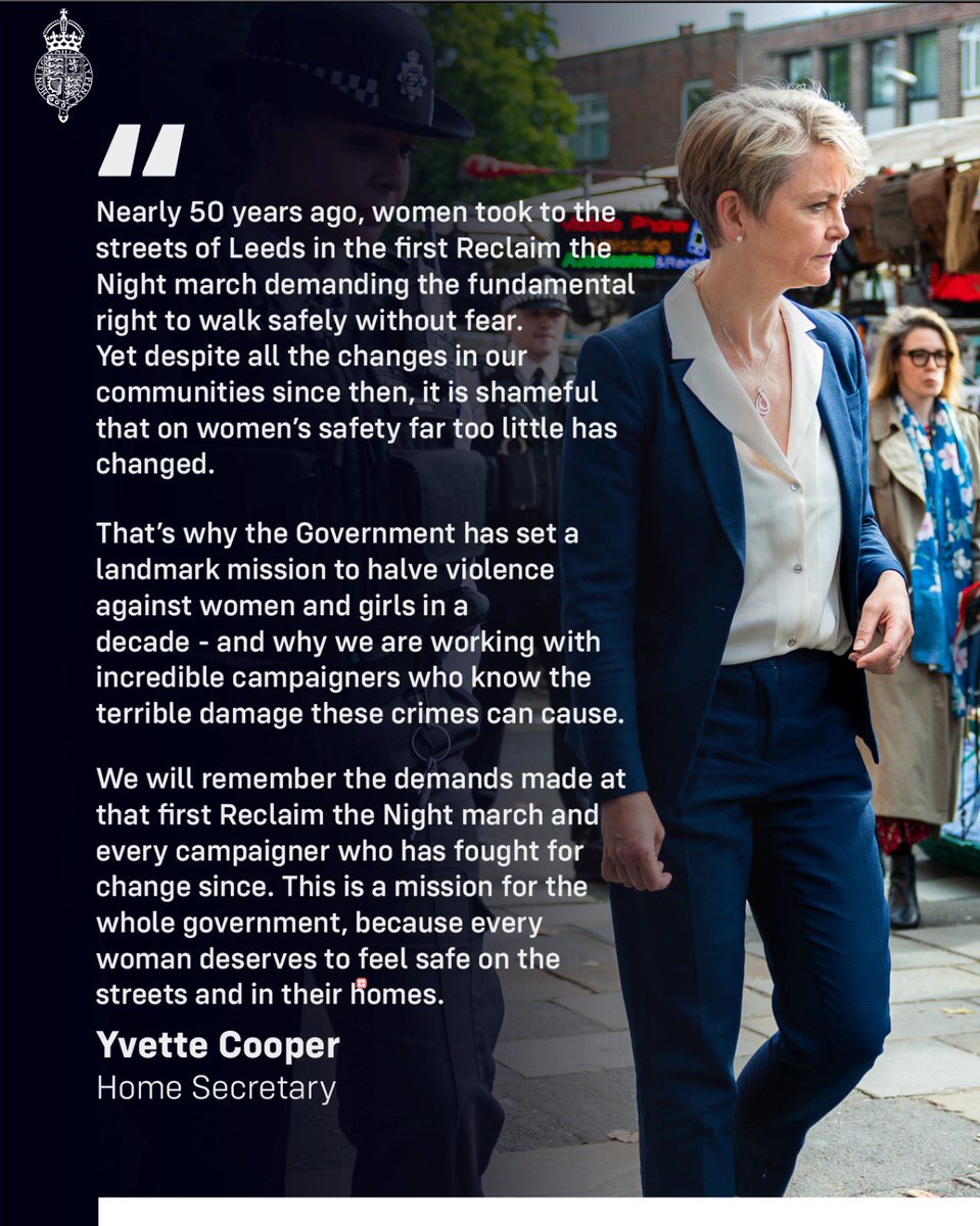 On #InternationalWomensDay 

Nearly 50 years after the first Reclaim the Night march in Leeds, too little has changed. 

This Labour Government has set a mission to halve violence against women &amp; girls in a decade. 

Everyone has the right to live in freedom from fear.