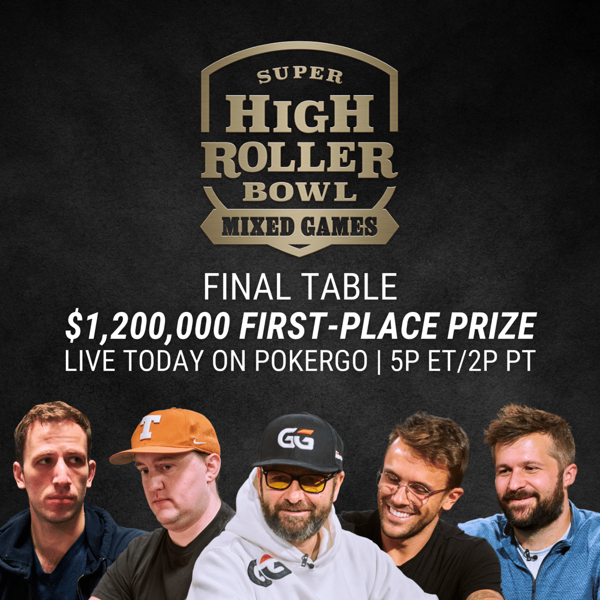 Outstanding final table coming your way today!

Watch live at 5P ET/2P PT to see who wins the $1,200,000 top prize in the first-ever Super High Roller Bowl Mixed Games. 🏆

<a href="/TexasMike2014/">Texas Mike</a> 2,890,000
<a href="/BennyGlaser/">Benny Glaser</a> 2,160,000
<a href="/YuriNerdguy/">Yuri Martins Dzi.</a> 1,285,000
Chad Eveslage 1,240,000