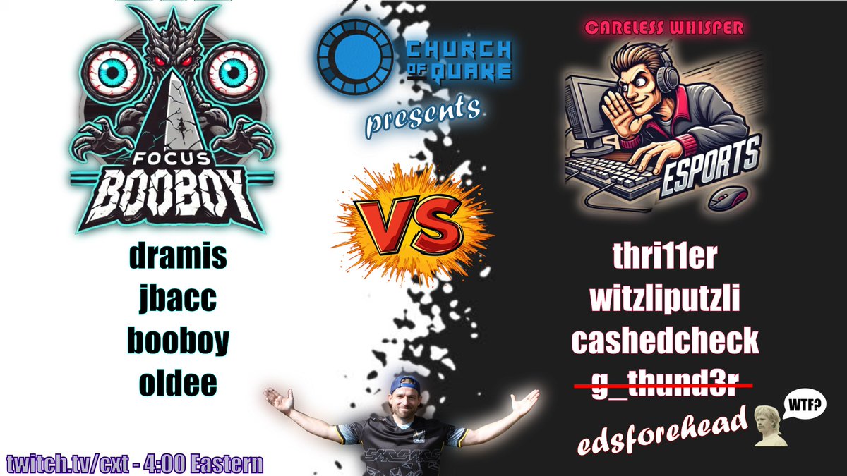 Another cast in the <a href="/church_of_quake/">ChurchOfQuake</a> QC Sacrifice League today @ 4PM Eastern brought to you by <a href="/MCSxGaming/">MCS Gaming</a> TV! Catch it on twitch.tv/cxt