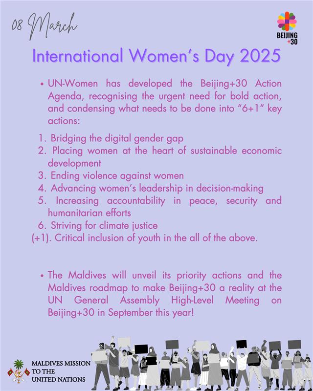 🇲🇻 is ready to #AccelerateAction for the advancement of #AllWomenAndGirls.

#IWD2025