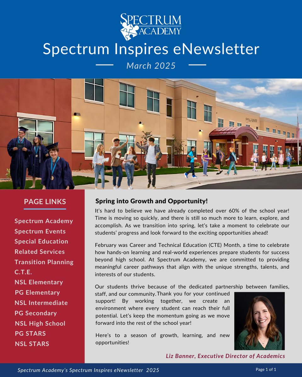 Check out our Spectrum Inspires e-Newsletter for March. bit.ly/4i6tYhE This newsletter contains School News, Events, Program Updates and student and staff highlights. Link in bio.
