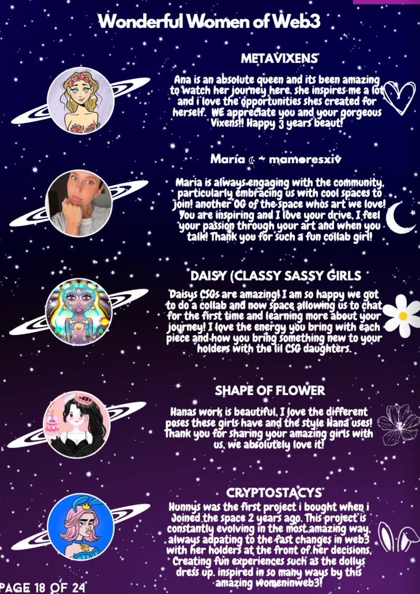 Happy International Women's day!!
Celebrating some of the amazing women in web3! 
I'll be sharing some more but starting with these amazing ladies 🫶

Thank you for being powerful, inspirational women who uplift and empower each other every day! 💜✨💫

[1/2]