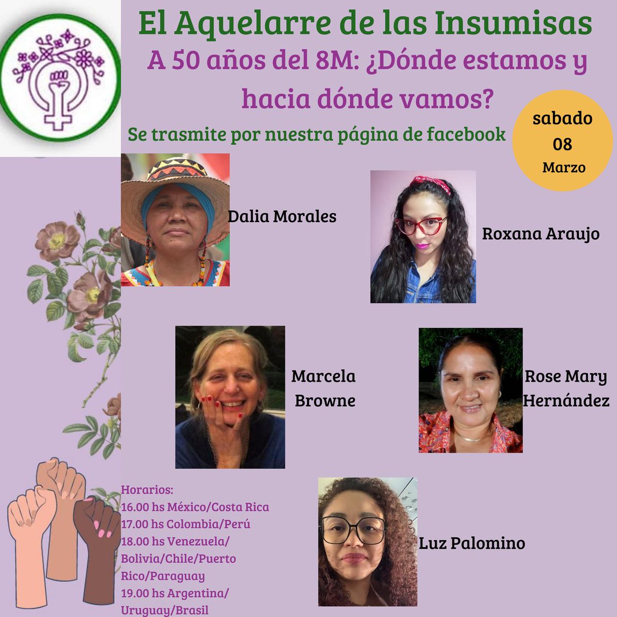 Daliamo71616730's tweet photo. En el día internacional de la mujer , estaremos participando de este conversatorio virtual acompañada de valiosas compas de diferentes países de América . El Aquelarre de las insumisas a 50 años del 8M. Transmitido por las redes sociales . 
 Juntas somos más fuertes. Meto. https://t.co/foMH97GIM7