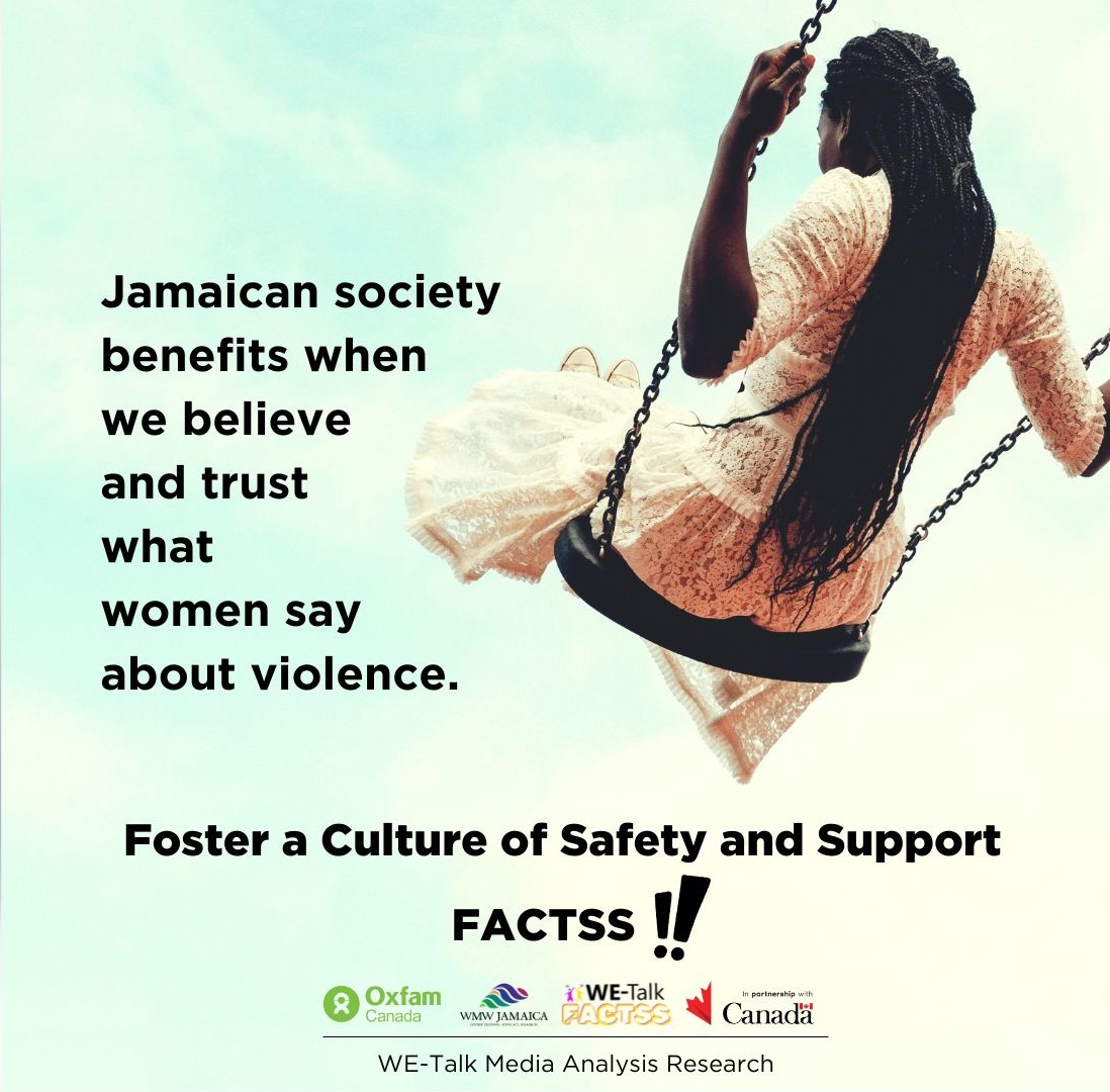 WMWJamaica's tweet photo. FACTSS: Women carry the weight of caregiving, shaping families, and building communities. It’s time we trust and believe them especially when they speak about violence. #WETalkFACTSS #WeTalkJa #stopIPVja #stopGBVja #SafetyAndSupport #IWD https://t.co/cfZhnS53C3