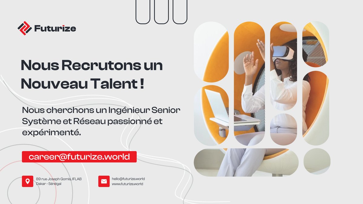 Futurize (@futurizeworld) on Twitter photo 🌟 Nous cherchons un Ingénieur Système & Réseau Senior 😉
💼 Type de poste : CDD
T’es chaud sur l’admin système, le réseau et la sécu ? Tu as de l'expérience ? T’es prêt ? On t’attend ! 💼🔥
📧 Candidature : career@futurize.world
⚠️ Date Limite 12 mars 2025 🌟 Nous cherchons un Ingénieur Système & Réseau Senior 😉
💼 Type de poste : CDD
T’es chaud sur l’admin système, le réseau et la sécu ? Tu as de l'expérience ? T’es prêt ? On t’attend ! 💼🔥
📧 Candidature : career@futurize.world
⚠️ Date Limite 12 mars 2025