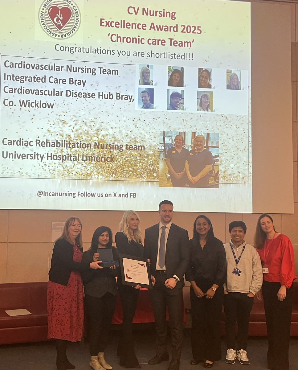 Irish Nurses Cardiovascular Association (@incanursing) on Twitter photo INCA Nursing excellence Awards 2025-
Chronic CV nurse team award goes to Bray
Cardiovascular Disease Hub who also gave a fantastic presentation today on their post PCI clinic. Well done on a fantastic service!
Congratulations to all of the nominees 👏 <a href="/INCAnursing/">Irish Nurses Cardiovascular Association</a> INCA Nursing excellence Awards 2025-
Chronic CV nurse team award goes to Bray
Cardiovascular Disease Hub who also gave a fantastic presentation today on their post PCI clinic. Well done on a fantastic service!
Congratulations to all of the nominees 👏 <a href="/INCAnursing/">Irish Nurses Cardiovascular Association</a>