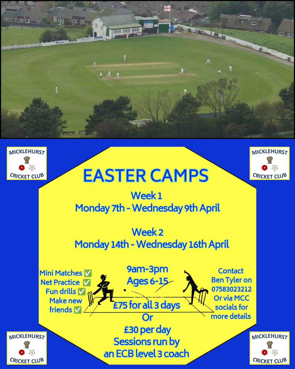 Easter Camps coming to the MCC this April

Contact us via socials or straight through Ben himself for more details 🏏🏏