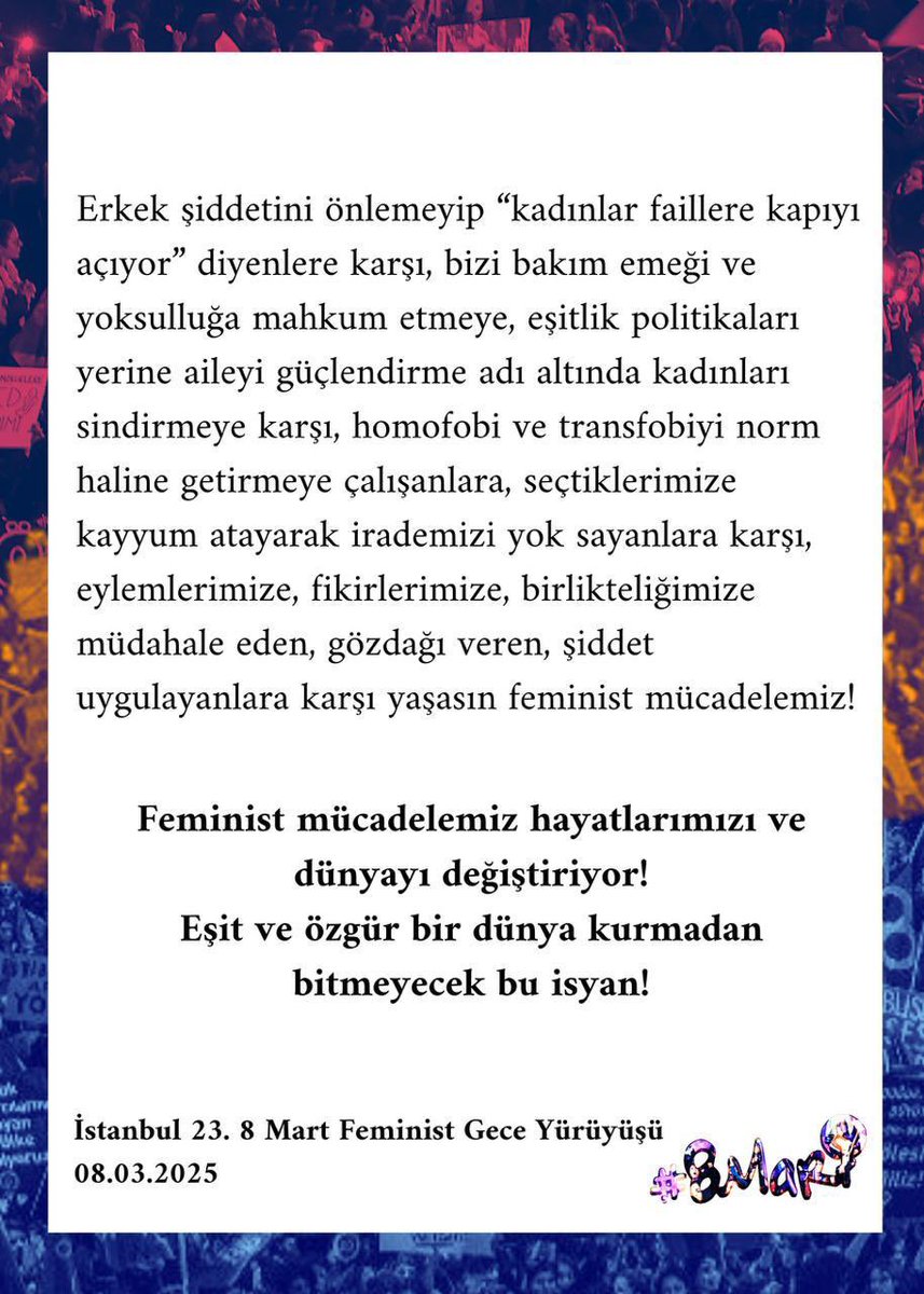 8 Mart Feminist Gece Yürüyüşü (@8martyuruyus) on Twitter photo 