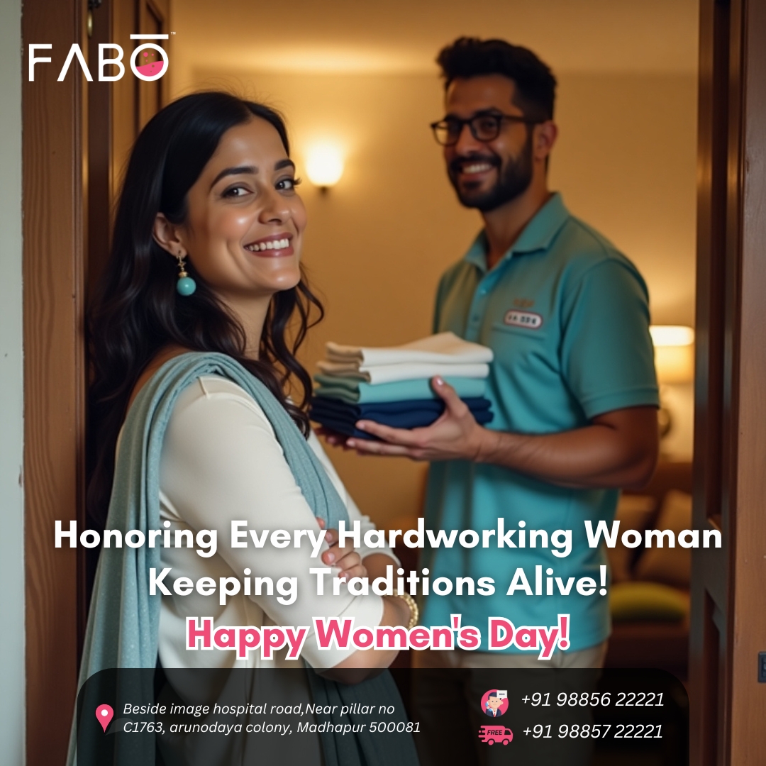 fabo_madhapur's tweet photo. This Women's Day, Fabo Laundry &amp; Dry Clean proudly salutes the strong and hardworking women who beautifully balance work, family, and tradition every day. 👩‍💼👩‍🍳👩‍🦰

📞 Call us: +91 98856 22221
#HappyWomensDay #StrongWomen #FaboLaundry #CelebrateHer #LaundryCare #IndianTradition https://t.co/TMZec6R4IZ