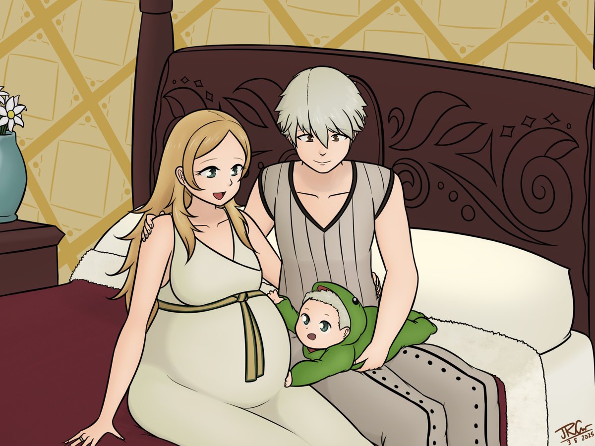 jdrider02's tweet photo. Art for anonymous of Mama Lissa, with Robin and little Owain awaiting their new baby 🐣 https://t.co/lNJow52wGf