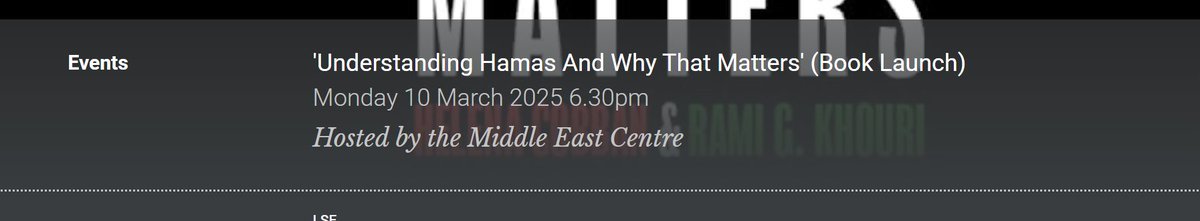 mishtal's tweet photo. I do not understand how this is possible.

On Monday there is a pro-Hamas event at the LSE promoting a book that legitimises, excuses, and  'understands Hamas'.

Hamas is a genocidal terror group. Oct 7 happened.

Why are our universities permitted to radicalise students!!!! https://t.co/mWz7BNHndz