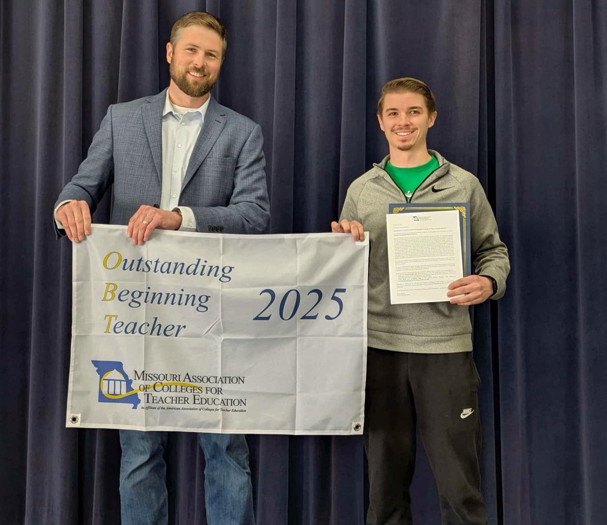 JosephDavisEDU's tweet photo. Congratulations to Coach Montana on his #MACTE Outstanding Beginning Teacher recognition! Our whole @WilliamWoodsU School of Education team is proud of you! https://t.co/XdfDEwH1E3