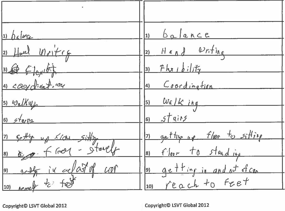 Check out this great pre and post handwriting sample. No medication changes, just some fantastic LSVT BIG treatment. "He is responsible for all the financial management at home and this past weekend he was able to write a legible check again! He was so happy!" #LSVTBIG