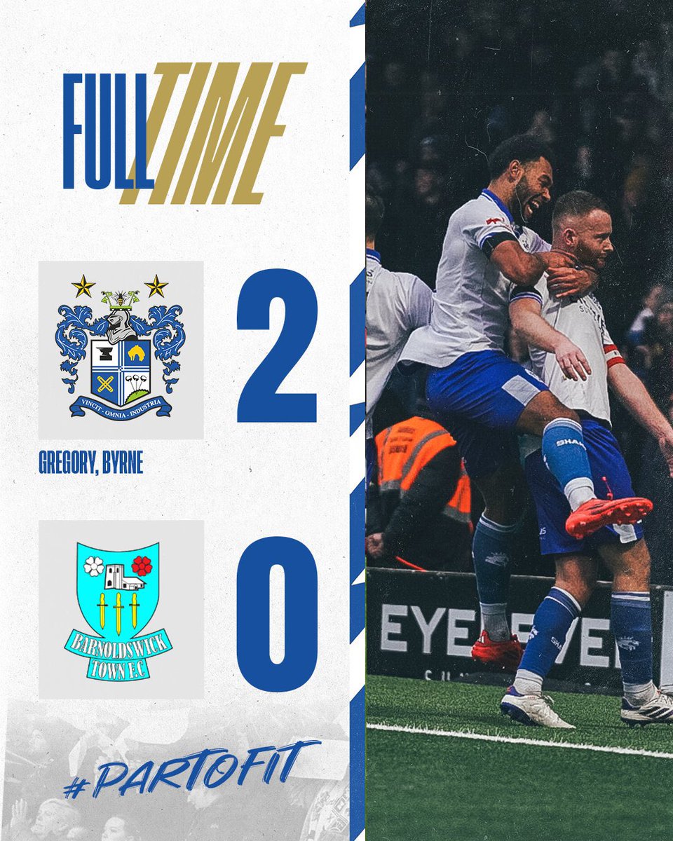 Black1eboy's tweet image. @buryfcofficial (2) vs Barnoldswick (0). Job done and another 3 points, well played lads. MOTM for me was @Bobbycarroll108, brilliant in the middle with Cam again. What a partnership that has been this season! #6togo #BuryFC #Shakers #McNabbBall 💙🤍